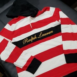 Polo Ralph Lauren Boys Striped Hooded Rugby Shirt